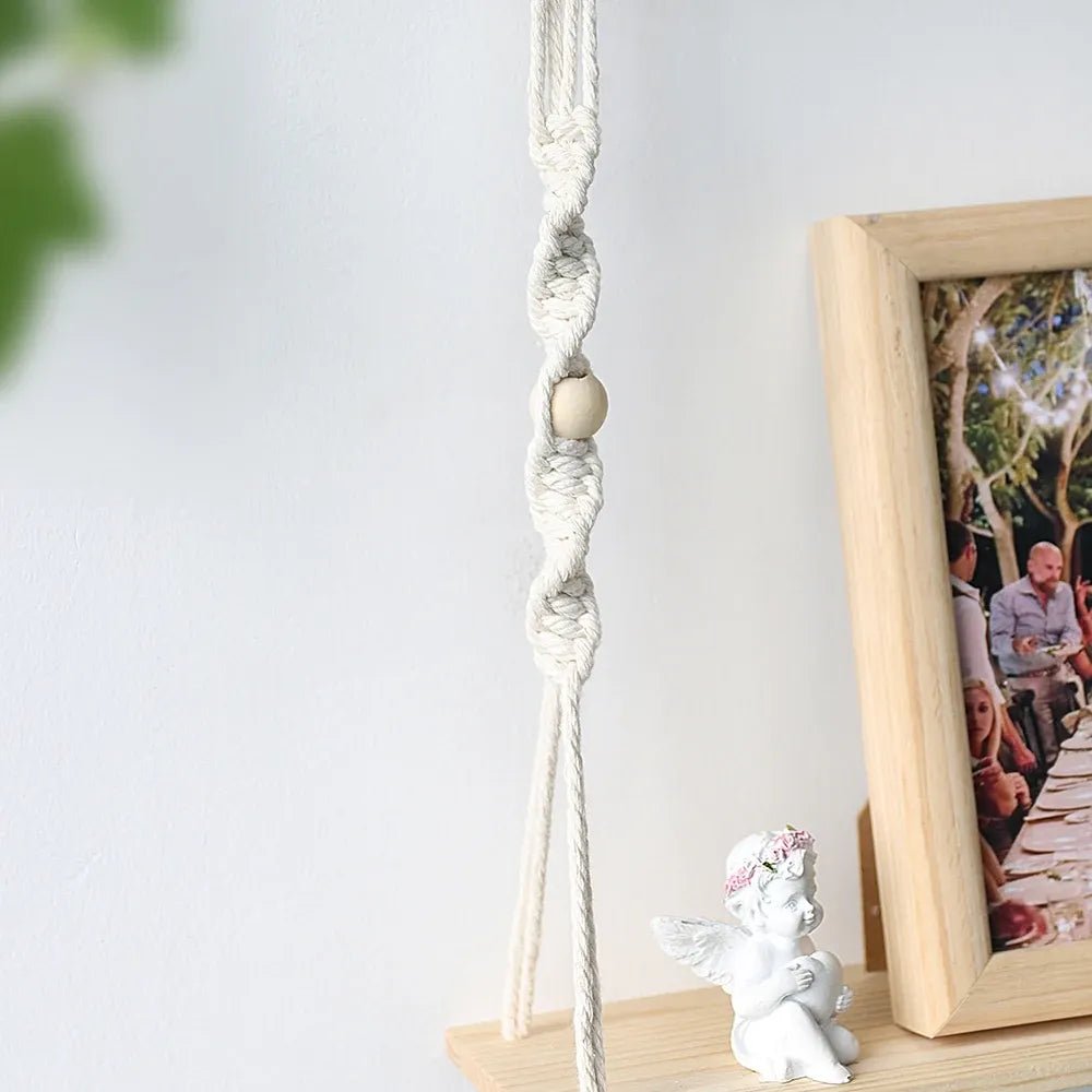 Macrame rope hanging shelf