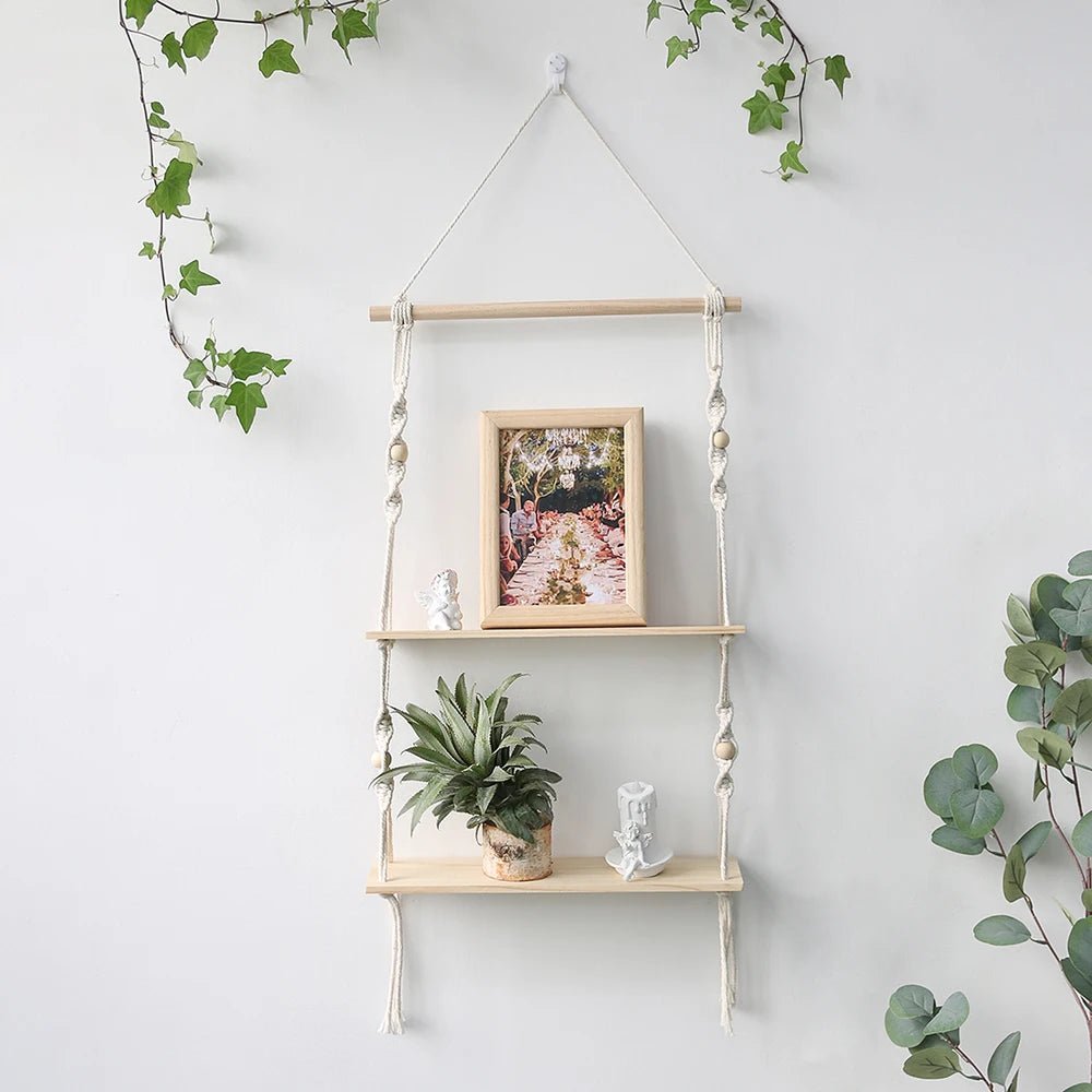 Macrame rope hanging shelf