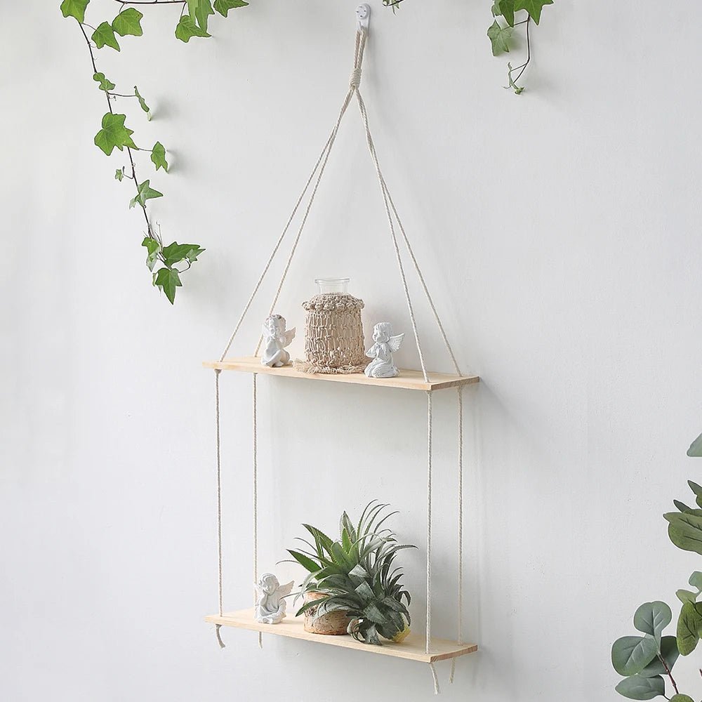 Macrame rope hanging shelf