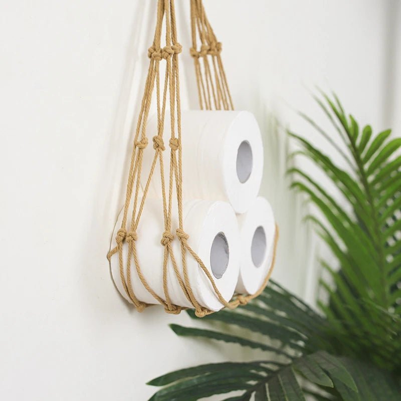 Macrame rope paper holder