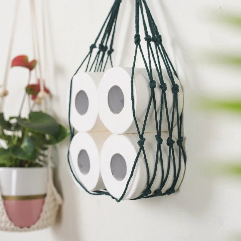 Macrame rope paper holder