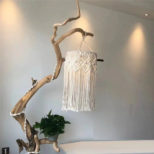 Macrame suspension light fixture