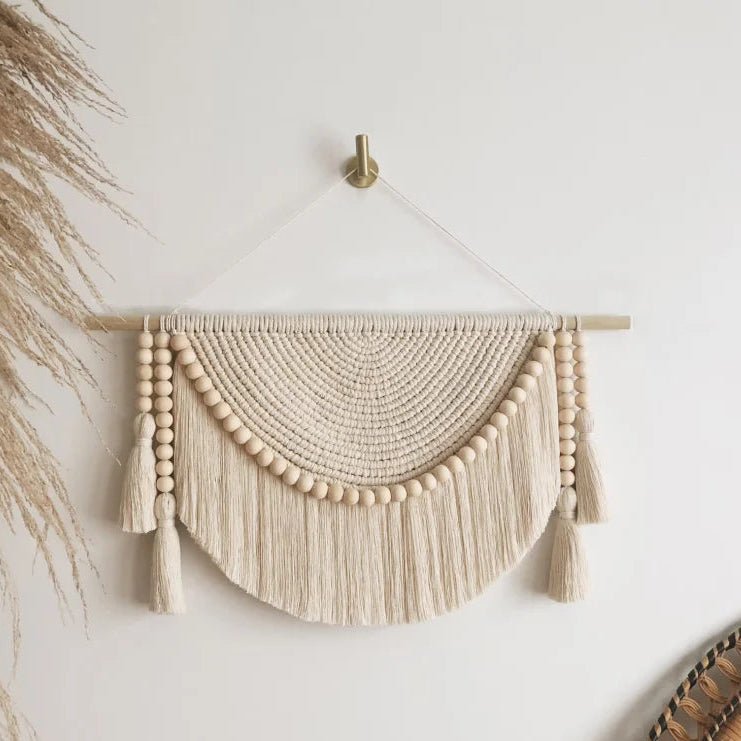 Macrame wall hanging with beads