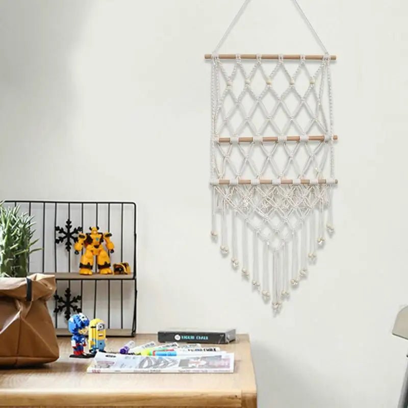 Macrame wall storage net