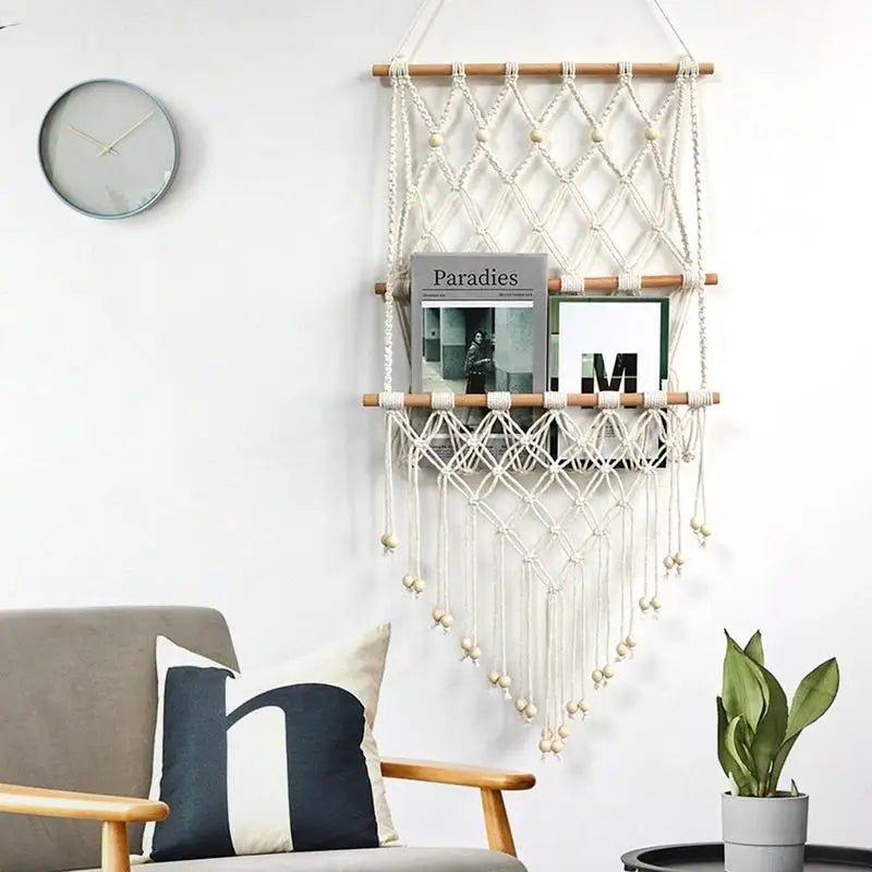 Macrame wall storage net