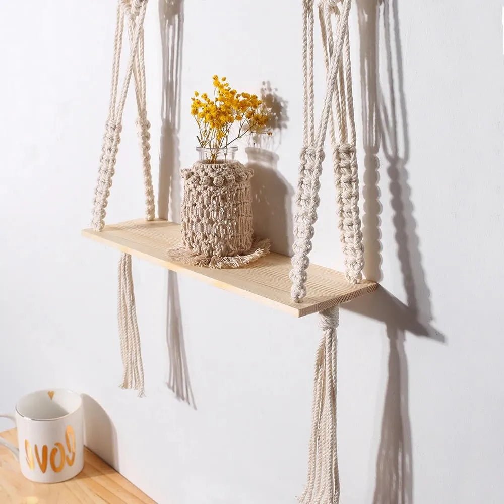 Macrame wooden shelf