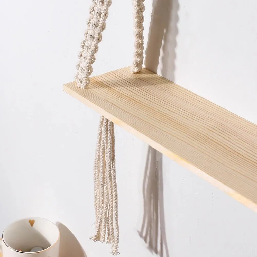 Macrame wooden shelf