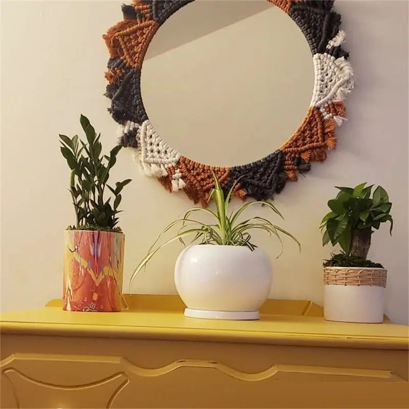 Multicolor macrame mirror