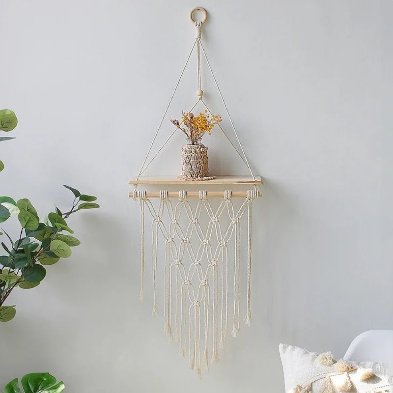 Nordic macrame shelf