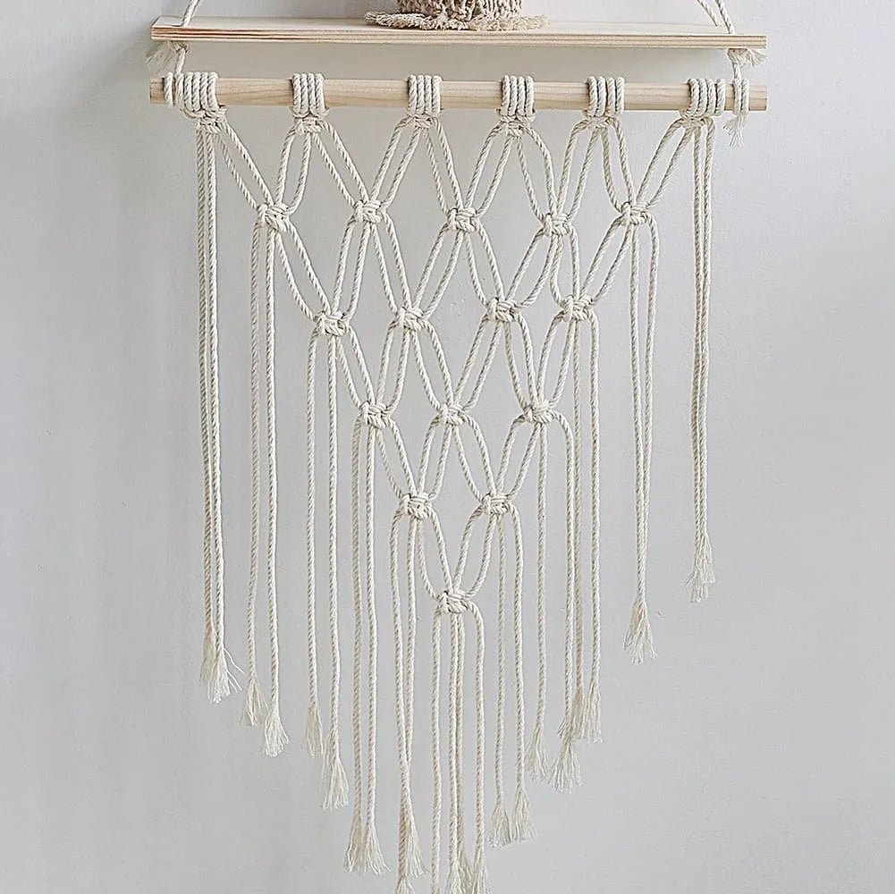 Nordic macrame shelf