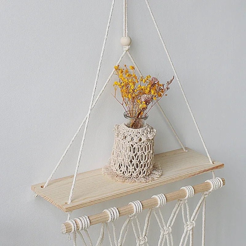 Nordic macrame shelf