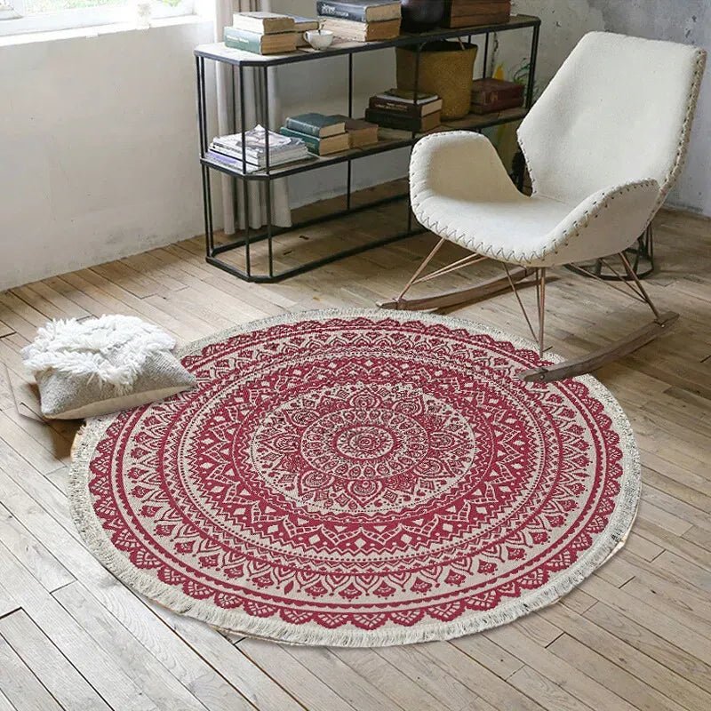 Round macrame rug