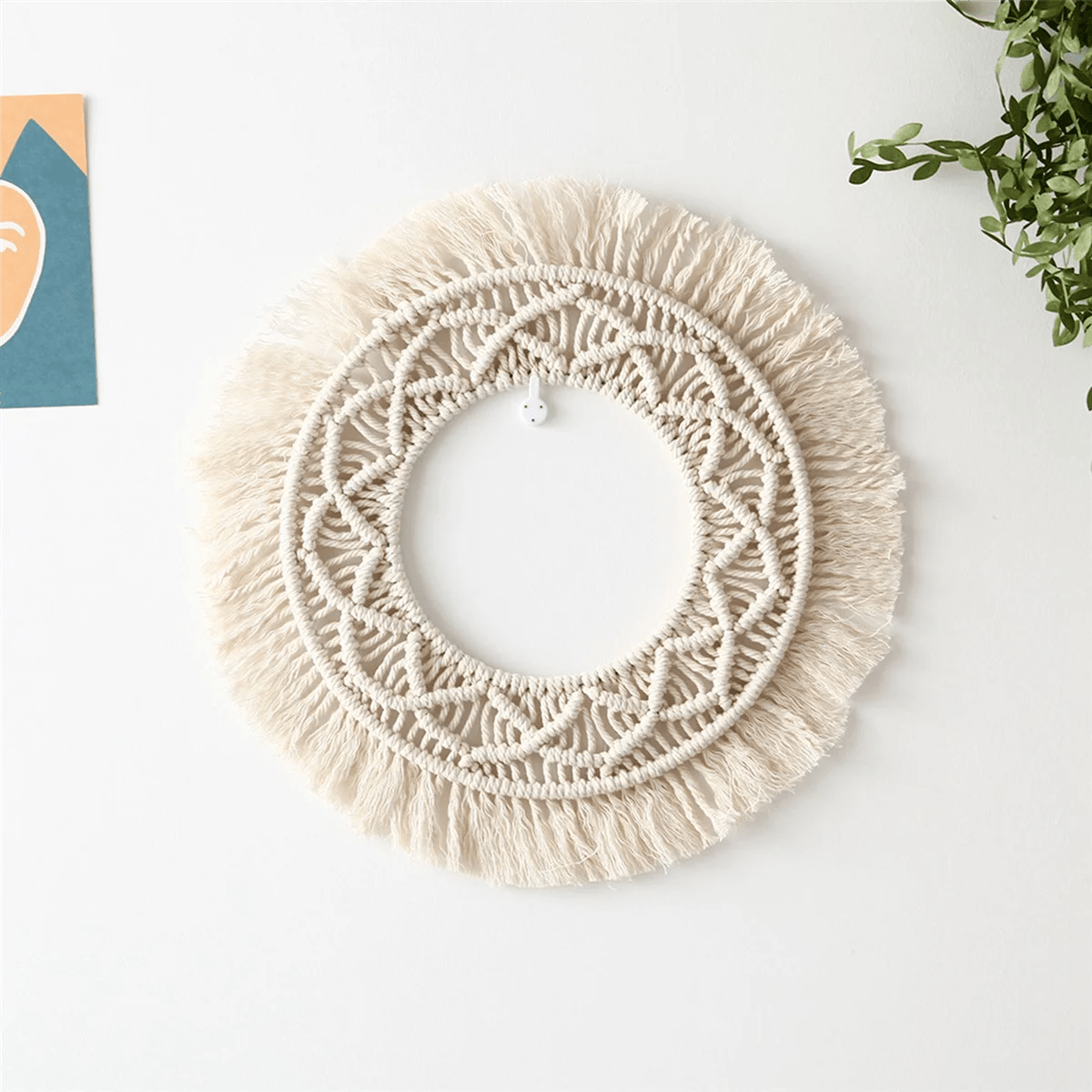 Round macrame wall mirror