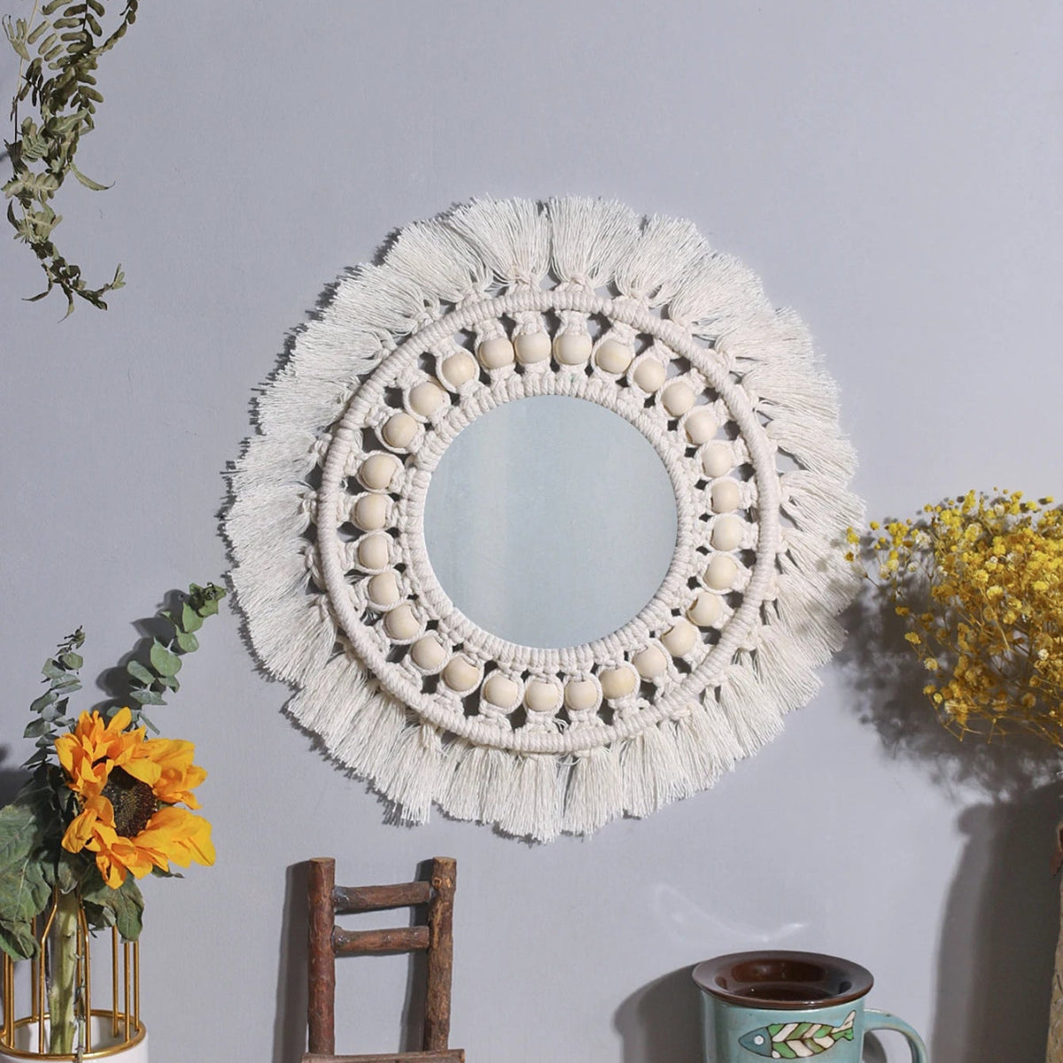 Small macrame mirror