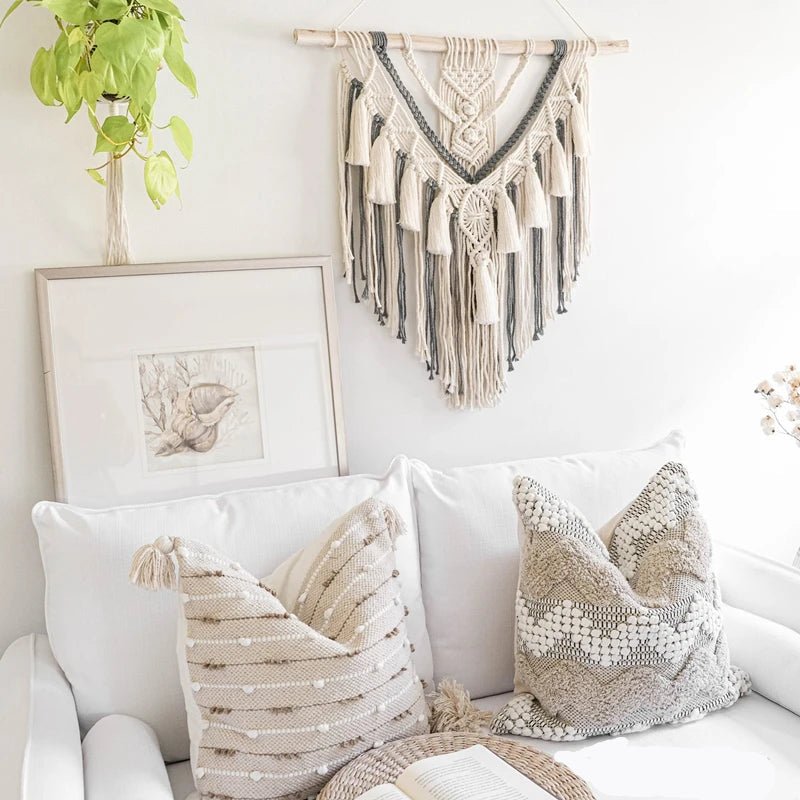 Two - tone macrame wall hanging