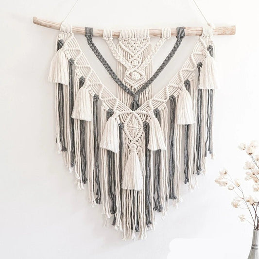 Two - tone macrame wall hanging