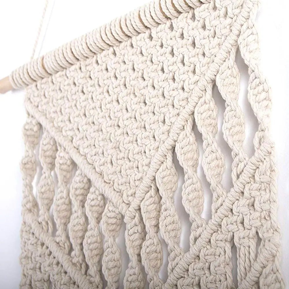 White bohemian macrame wall hanging