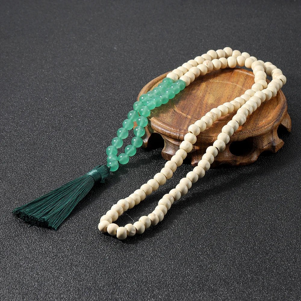 Wooden Mala Bead Necklace