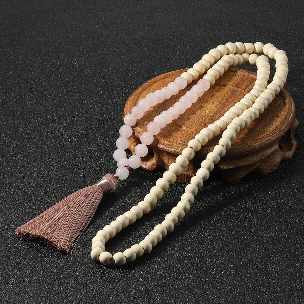 Wooden Mala Bead Necklace