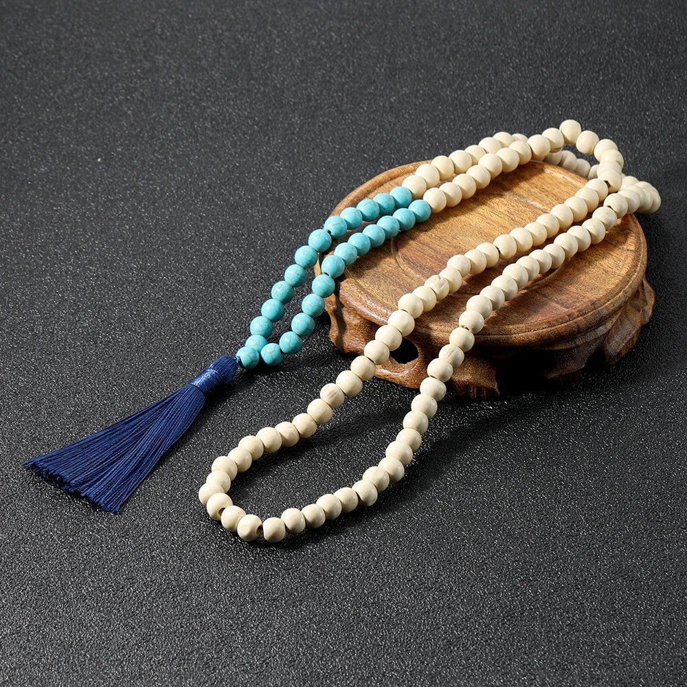 Wooden Mala Bead Necklace