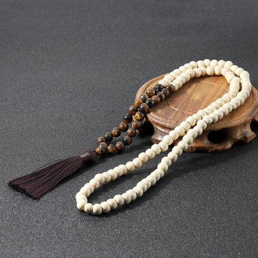 Wooden Mala Bead Necklace