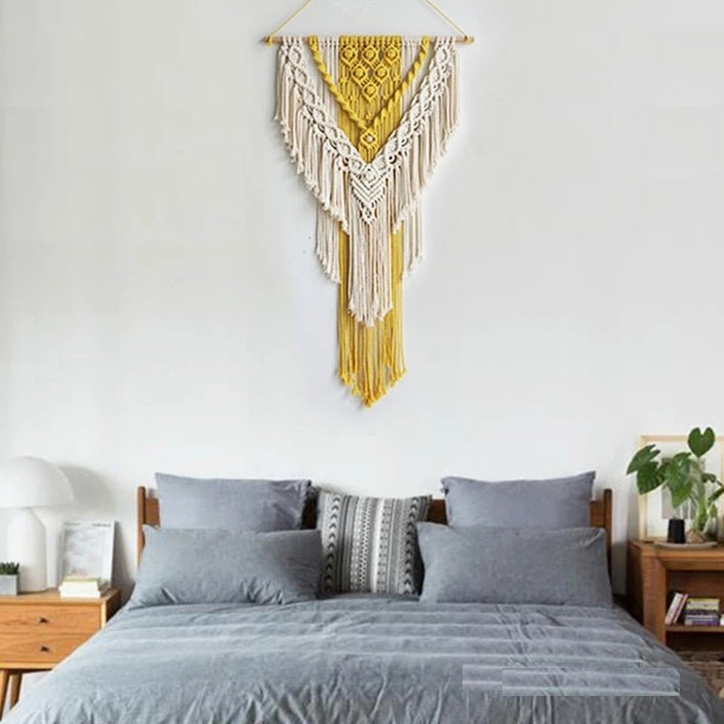 Yellow macrame wall hanging