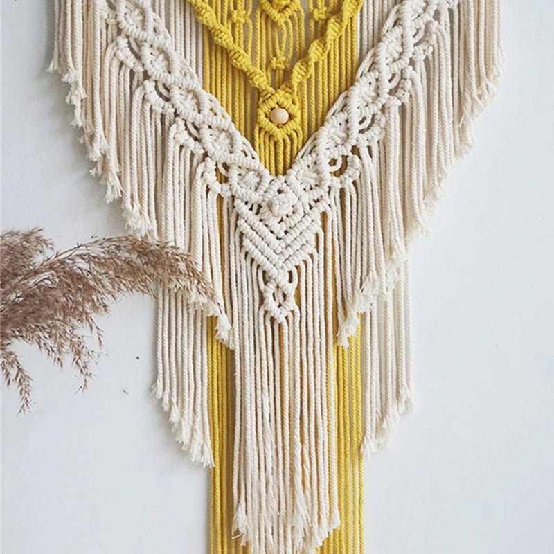 Yellow macrame wall hanging