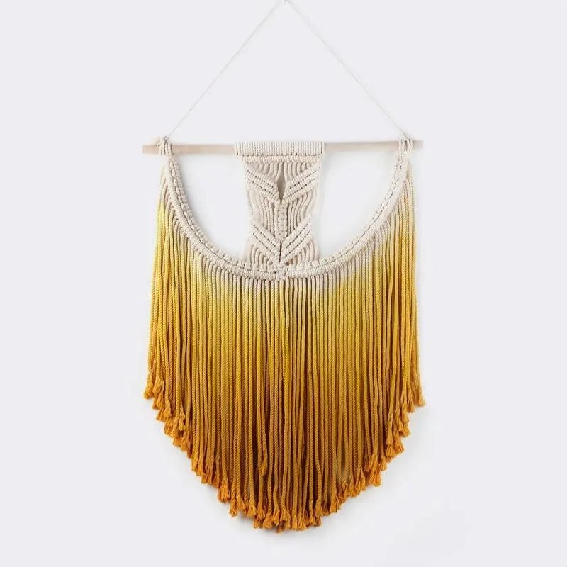 Yellow macrame wall hanging